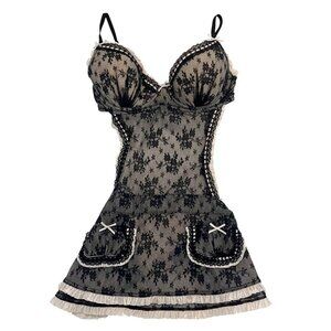 Vintage Victoria's Secret French Maid Lingerie Apron Lace Coquette - Size‎ 36C